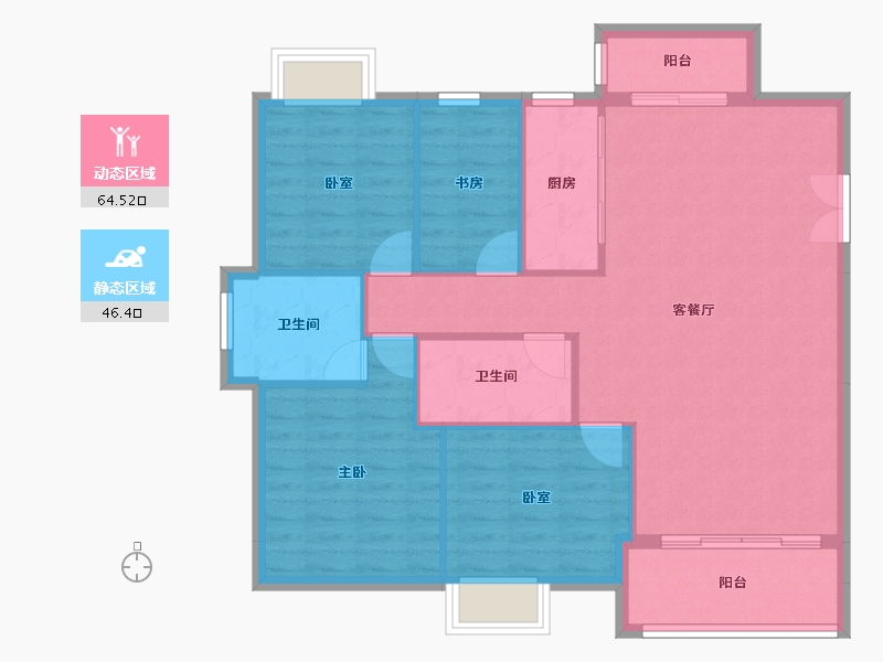 福建省-龙岩市-客都汇·金岸佳园-101.70-户型库-动静分区