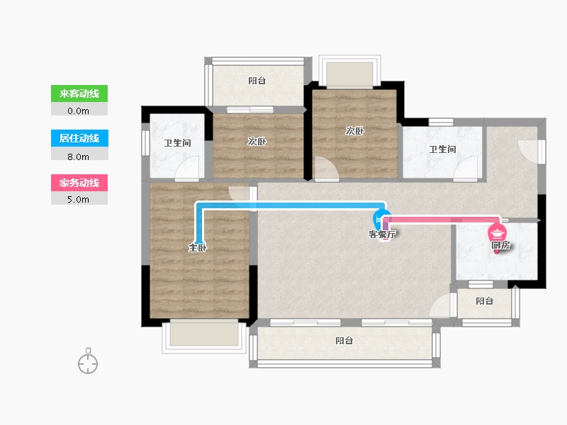 四川省-内江市-万达·内江文旅城-85.61-户型库-动静线