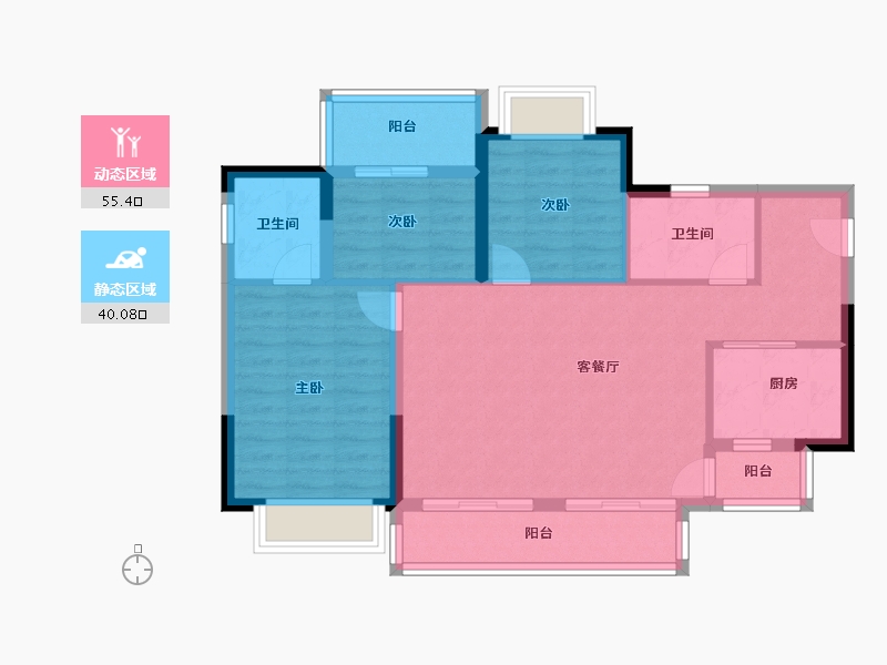 四川省-内江市-万达·内江文旅城-85.61-户型库-动静分区