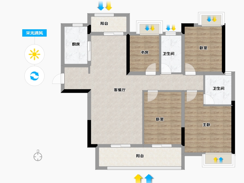 江西省-上饶市-富力西溪悦居-102.40-户型库-采光通风