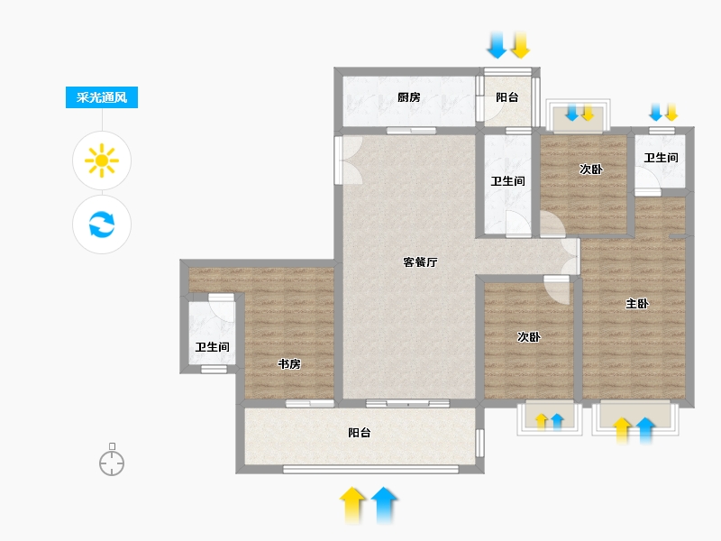 重庆-重庆市-湖山原著-124.00-户型库-采光通风