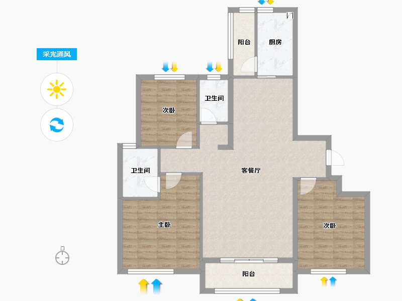 辽宁省-盘锦市-富盈·海滨新城-103.40-户型库-采光通风