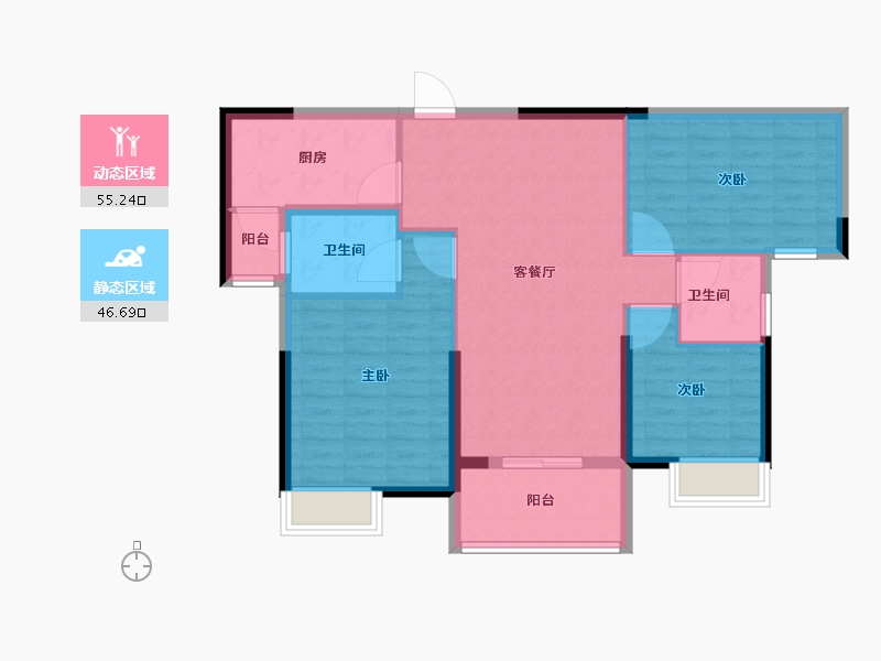 湖北省-荆州市-纳海翡丽-92.00-户型库-动静分区