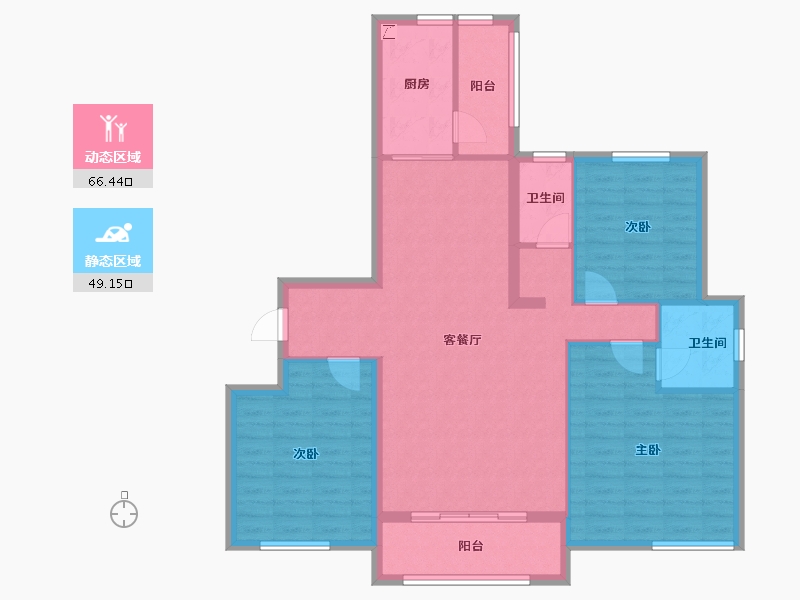 辽宁省-盘锦市-富盈·海滨新城-104.40-户型库-动静分区