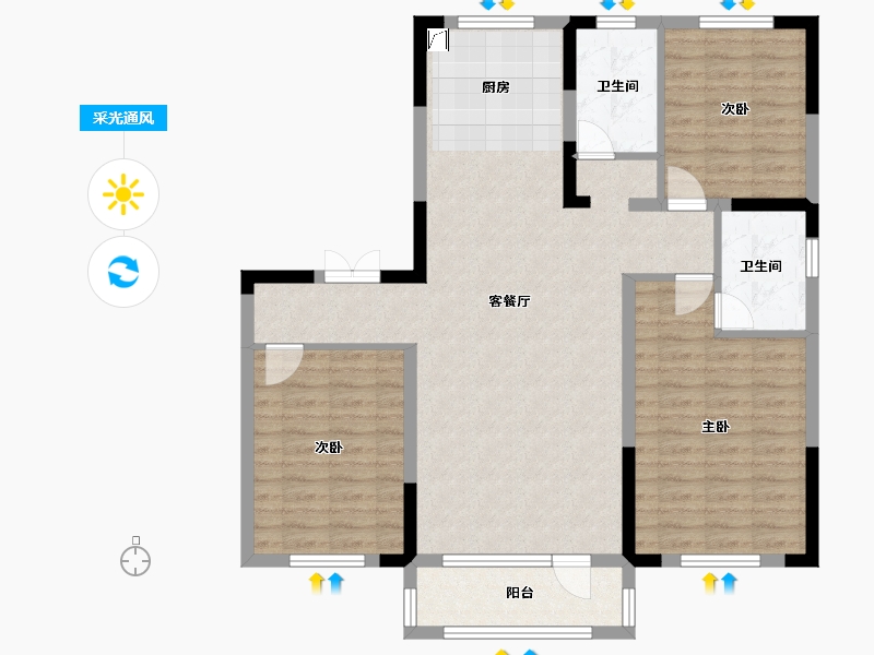 辽宁省-葫芦岛市-宏达翰林苑-104.00-户型库-采光通风