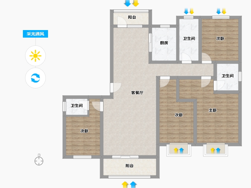 河北省-石家庄市-滨江荣盛华府-118.13-户型库-采光通风