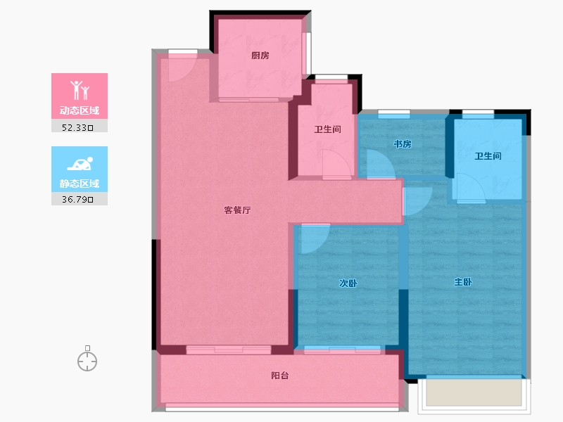 浙江省-温州市-荣安劝学里-79.68-户型库-动静分区