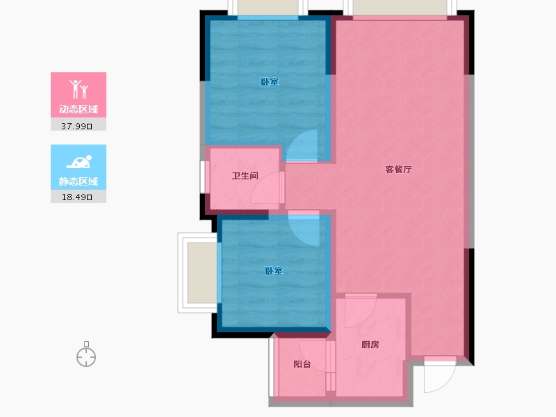 四川省-绵阳市-安州长虹世纪城珺临府-49.82-户型库-动静分区