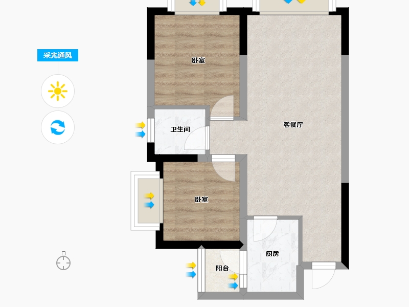 四川省-绵阳市-安州长虹世纪城珺临府-49.82-户型库-采光通风