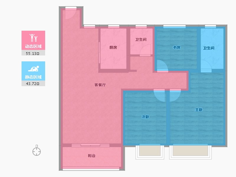 安徽省-宿州市-翰林苑·尚苑-87.20-户型库-动静分区