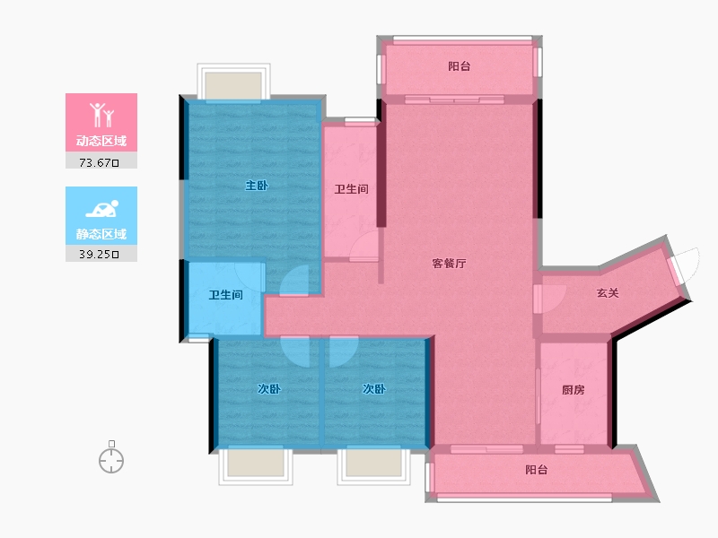 广东省-梅州市-艺展熙园-101.48-户型库-动静分区