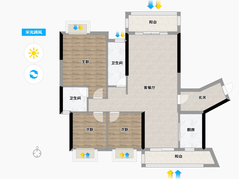 广东省-梅州市-艺展熙园-101.48-户型库-采光通风