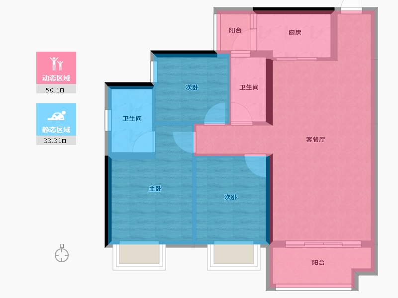 广东省-梅州市-艺展熙园-74.33-户型库-动静分区