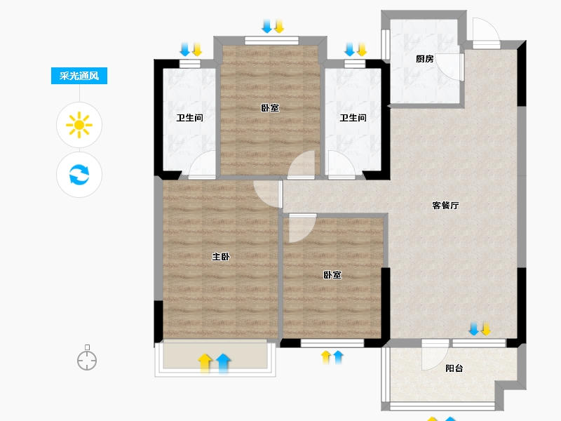 湖北省-孝感市-天丽园二期-86.20-户型库-采光通风