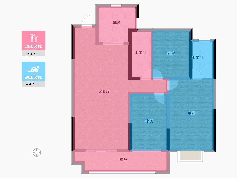 陕西省-西安市-电建·阎良洺悦府-106.40-户型库-动静分区