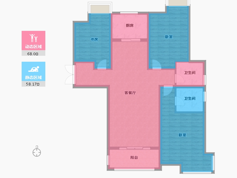 陕西省-渭南市-豪润·公园天下-113.27-户型库-动静分区