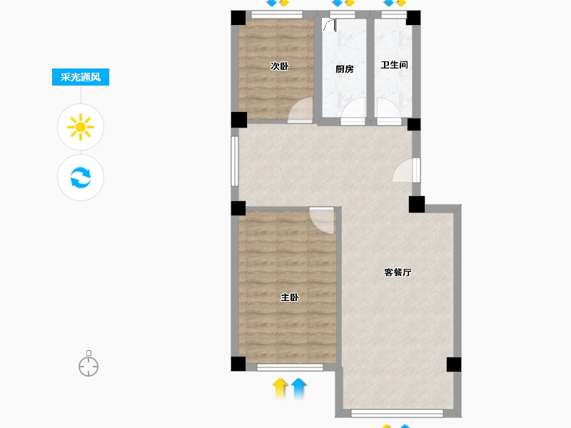 山东省-烟台市-晓龙子文学府-67.99-户型库-采光通风