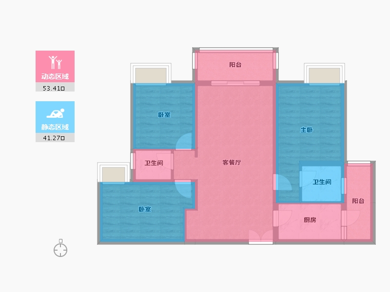 四川省-南充市-宏云·滨河湾-84.18-户型库-动静分区