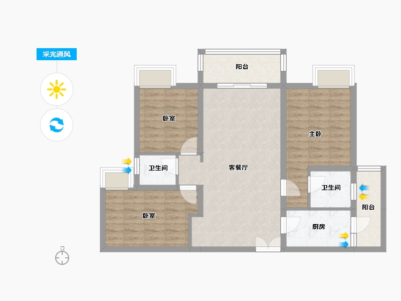 四川省-南充市-宏云·滨河湾-84.18-户型库-采光通风