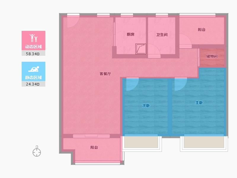 江苏省-苏州市-中梁珑璟阁-72.99-户型库-动静分区