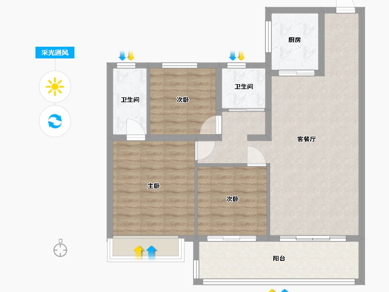 山东省-菏泽市-锦呈铂金世家-89.00-户型库-采光通风