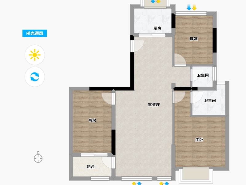 福建省-龙岩市-厦鑫·博览佰院-78.40-户型库-采光通风