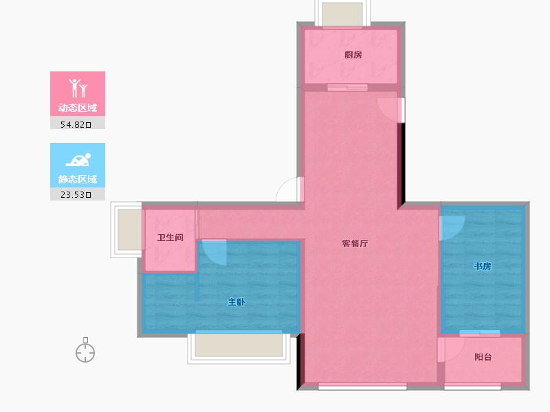 福建省-龙岩市-厦鑫·博览佰院-70.40-户型库-动静分区