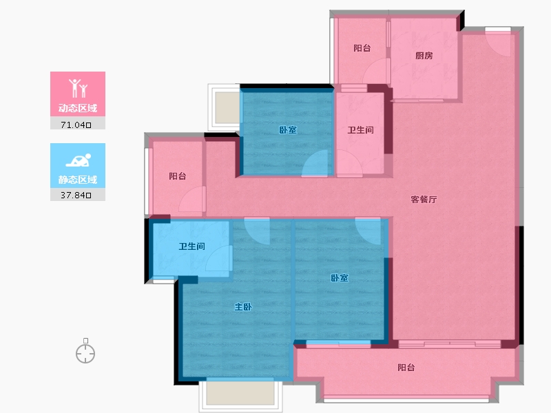 广东省-梅州市-融创奥园玖珑台-98.00-户型库-动静分区