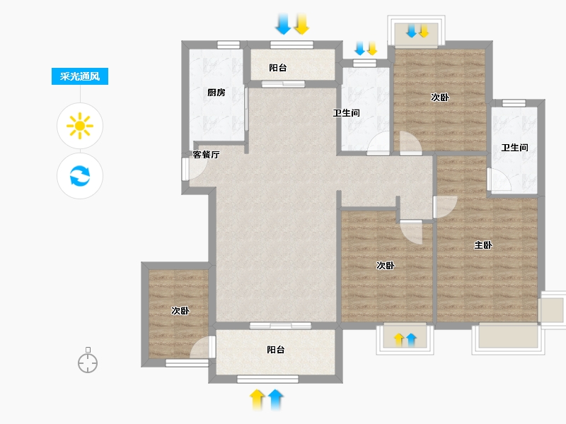 福建省-厦门市-国贸天成二期-103.20-户型库-采光通风