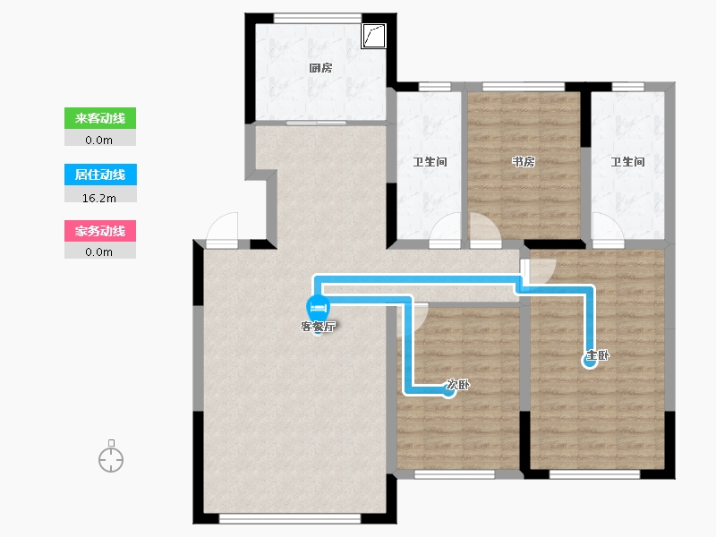 辽宁省-盘锦市-蓝色康桥M区·公园里-105.64-户型库-动静线