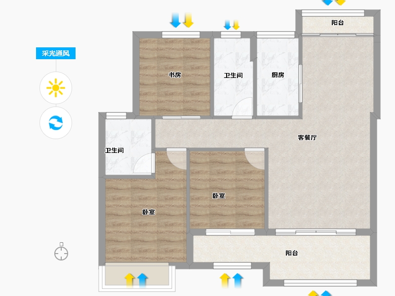 福建省-龙岩市-武平澜郡悦湖-80.00-户型库-采光通风