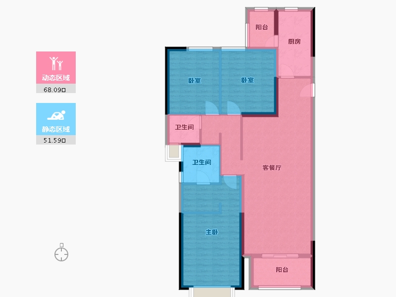 安徽省-淮南市-世茂观天下-107.50-户型库-动静分区