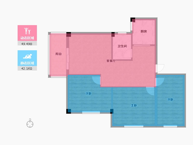 广东省-广州市-寺贝通津小区-83.00-户型库-动静分区