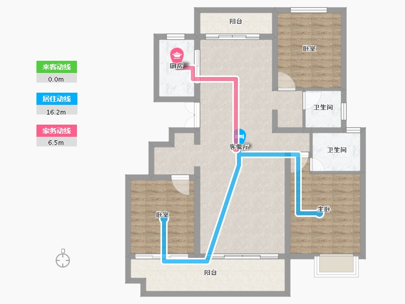 河南省-信阳市-四季花城Ⅰ期牡丹园-105.72-户型库-动静线