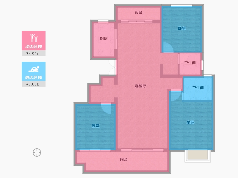 河南省-信阳市-四季花城Ⅰ期牡丹园-105.72-户型库-动静分区