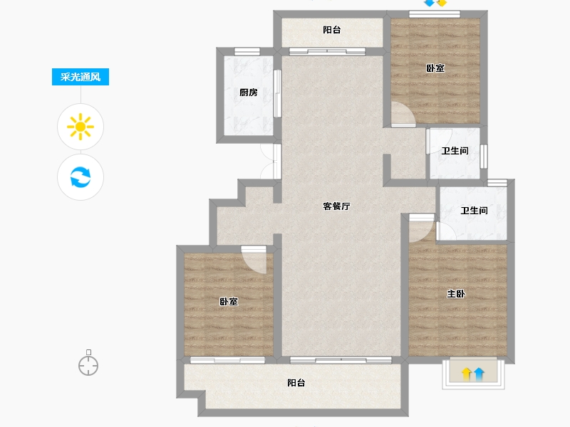 河南省-信阳市-四季花城Ⅰ期牡丹园-105.72-户型库-采光通风