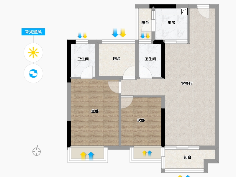 广东省-佛山市-保利中央公园-73.04-户型库-采光通风