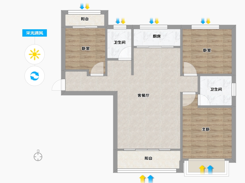 河南省-许昌市-瑞翰祥未来之光-68.51-户型库-采光通风