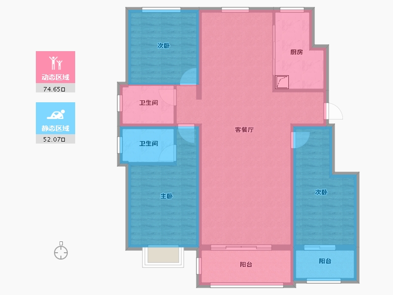 河北省-秦皇岛市-金洋戴河湾-113.89-户型库-动静分区