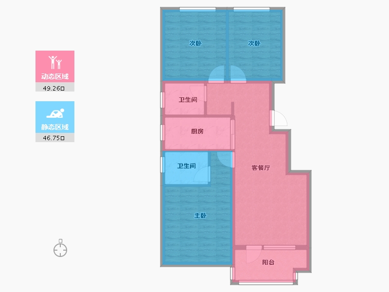 河北省-廊坊市-荣盛·阿尔卡迪亚·兰亭苑-86.00-户型库-动静分区