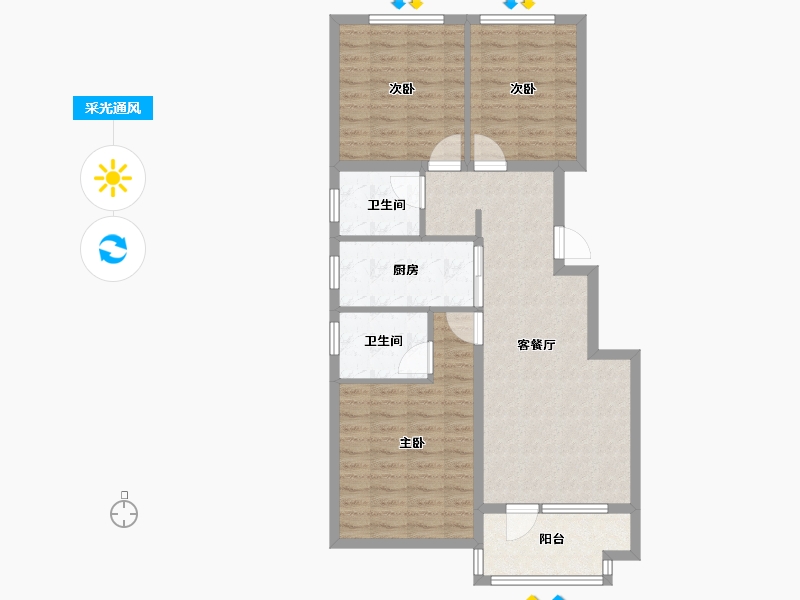 河北省-廊坊市-荣盛·阿尔卡迪亚·兰亭苑-86.00-户型库-采光通风