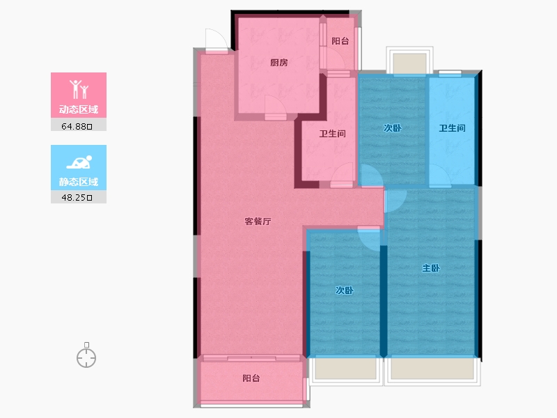 湖北省-十堰市-十堰恒大城·雲境-101.44-户型库-动静分区