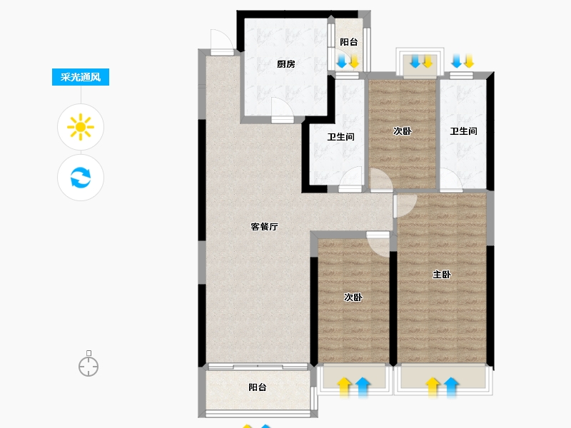 湖北省-十堰市-十堰恒大城·雲境-101.44-户型库-采光通风