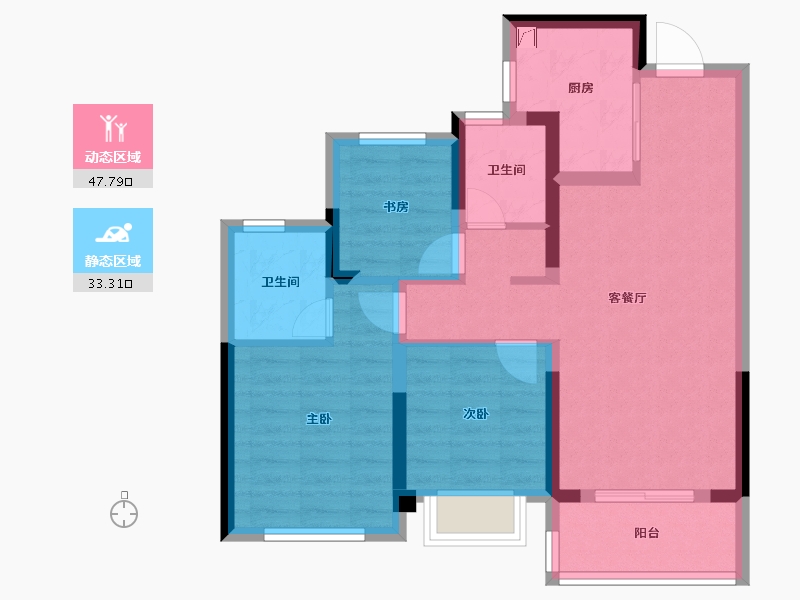 浙江省-杭州市-绿都中天云屿江月-71.35-户型库-动静分区