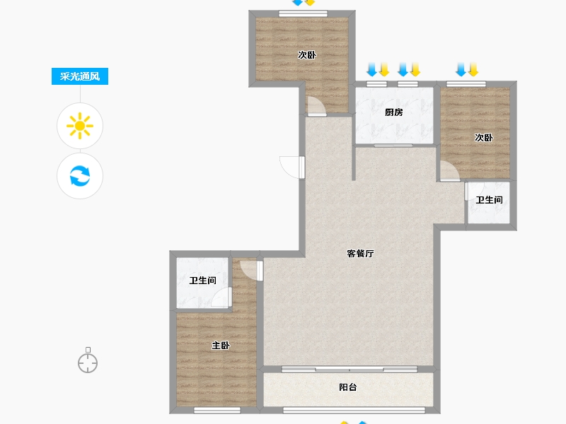 浙江省-杭州市-星潮映象府-114.25-户型库-采光通风