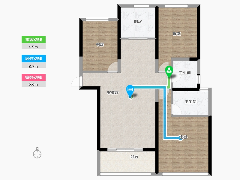 湖北省-武汉市-同馨花园雍豪府-105.30-户型库-动静线