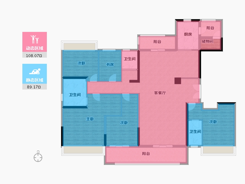 四川省-遂宁市-碧桂园·河东云著-177.63-户型库-动静分区