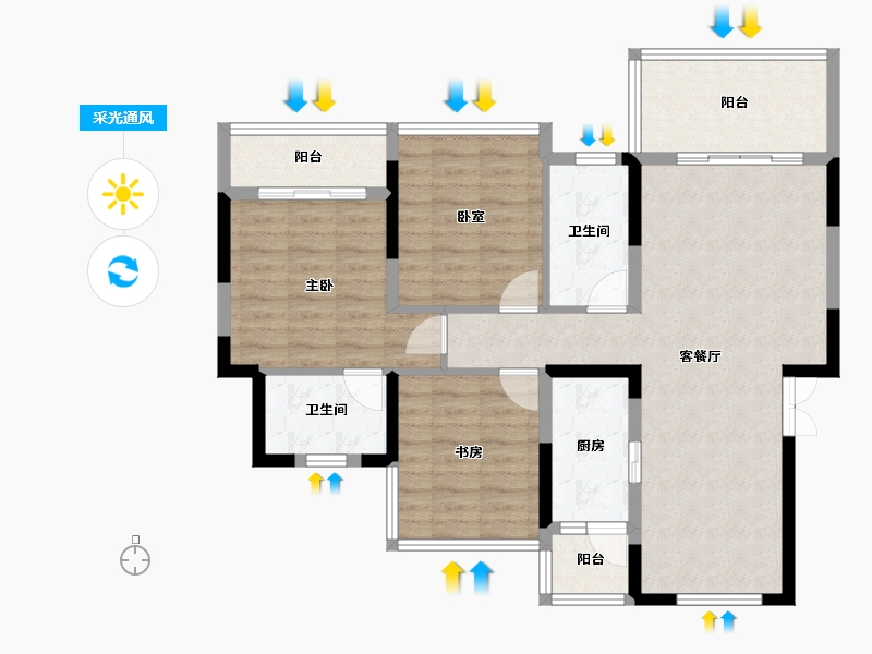 四川省-雅安市-西网江湾城-92.05-户型库-采光通风