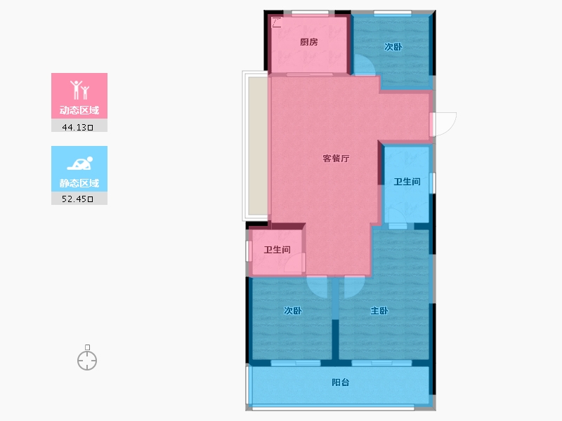 浙江省-杭州市-绿都中天云屿江月-86.40-户型库-动静分区