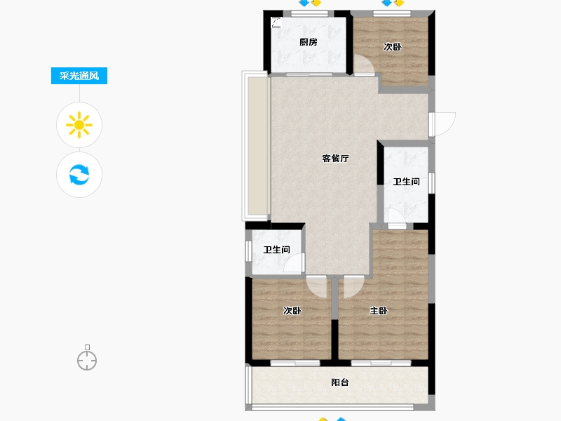 浙江省-杭州市-绿都中天云屿江月-86.40-户型库-采光通风